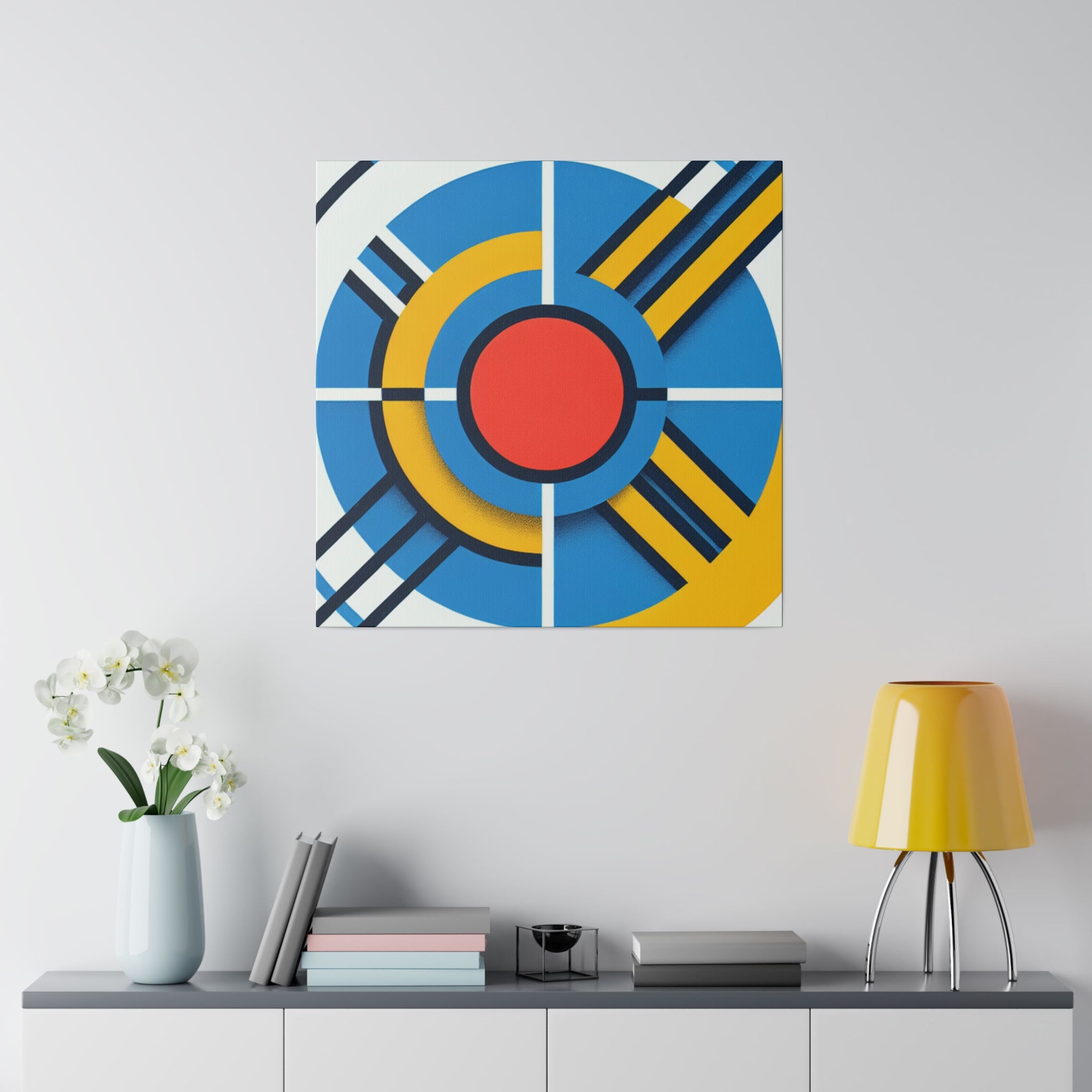 Geometric Red Blue Yellow Abstract Modern Painting Canvas