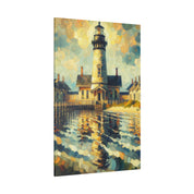 Harbor’s Beacon Coastal Wall Art Lighthouse Painting Canvas