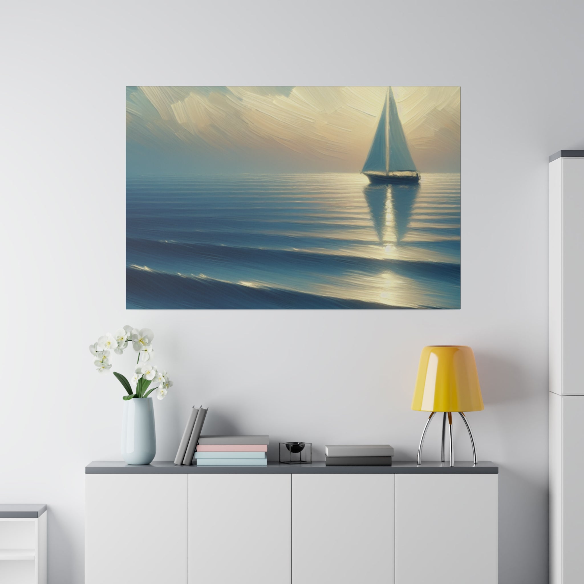 Serenity Voyage Sailboat Painting Canvas