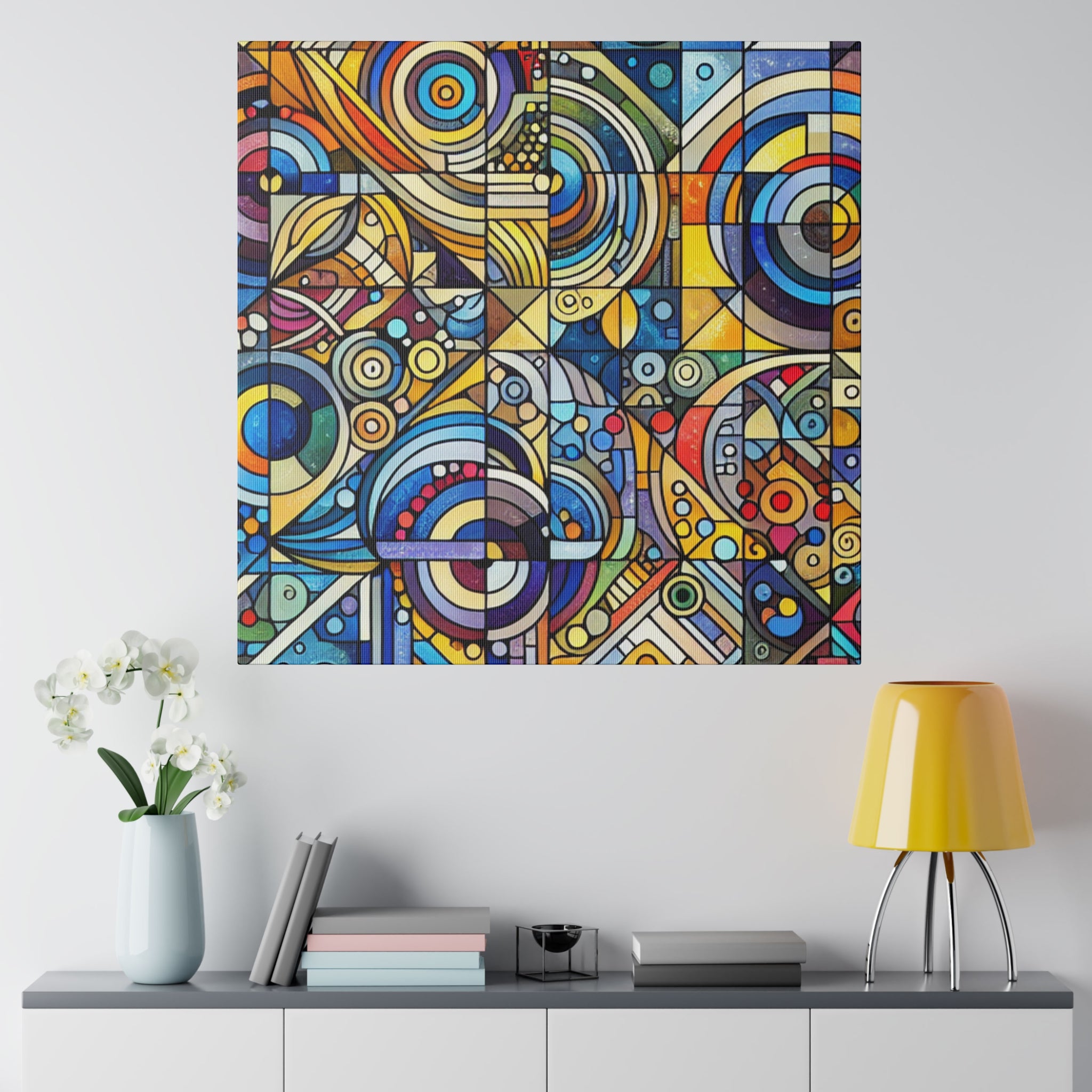 Geometric Curves Abstract Artwork Painting Canvas