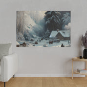 Remote Farm Village Snowscape Winter Painting Canvas