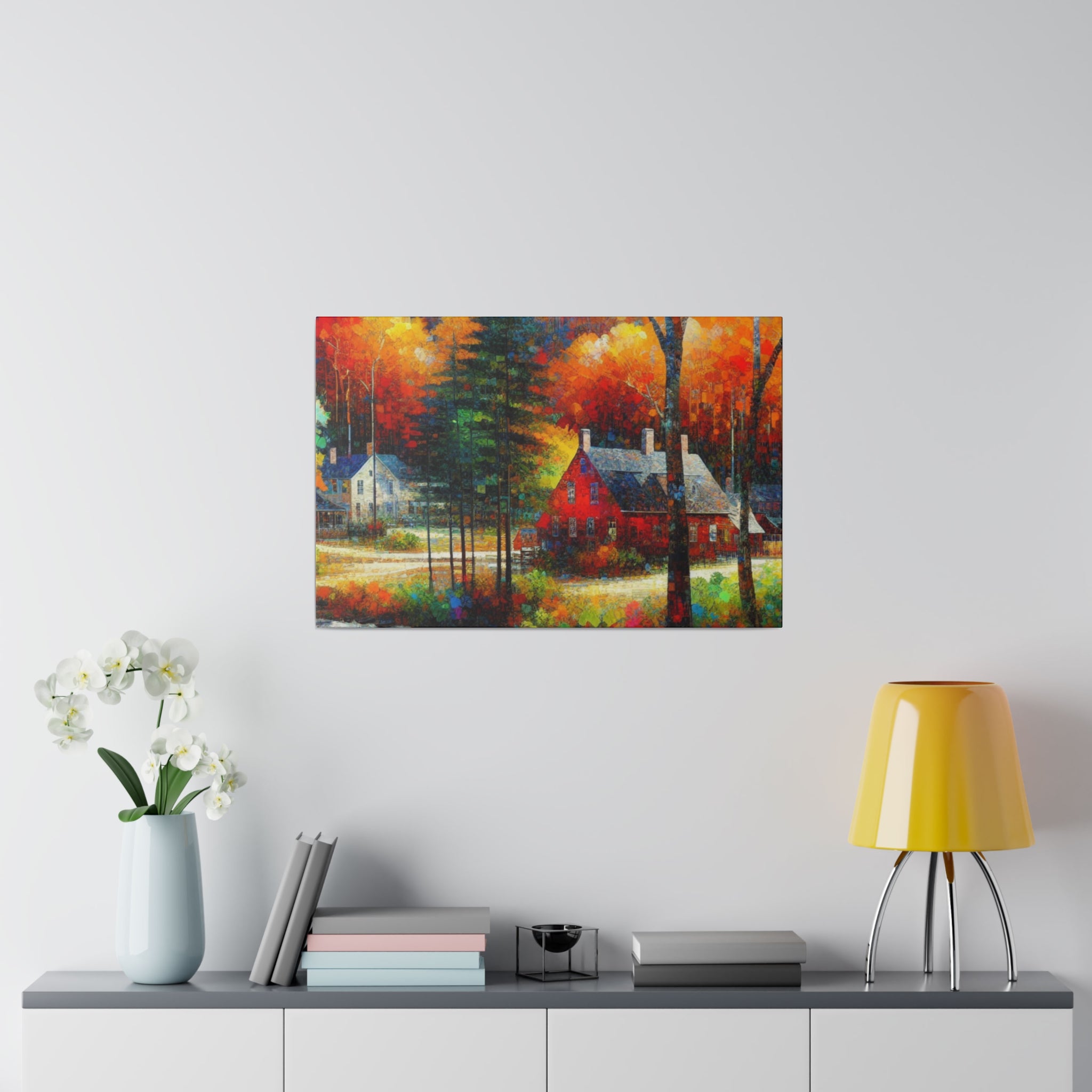 Autumnal Harmony Blaze Fall Painting Canvas