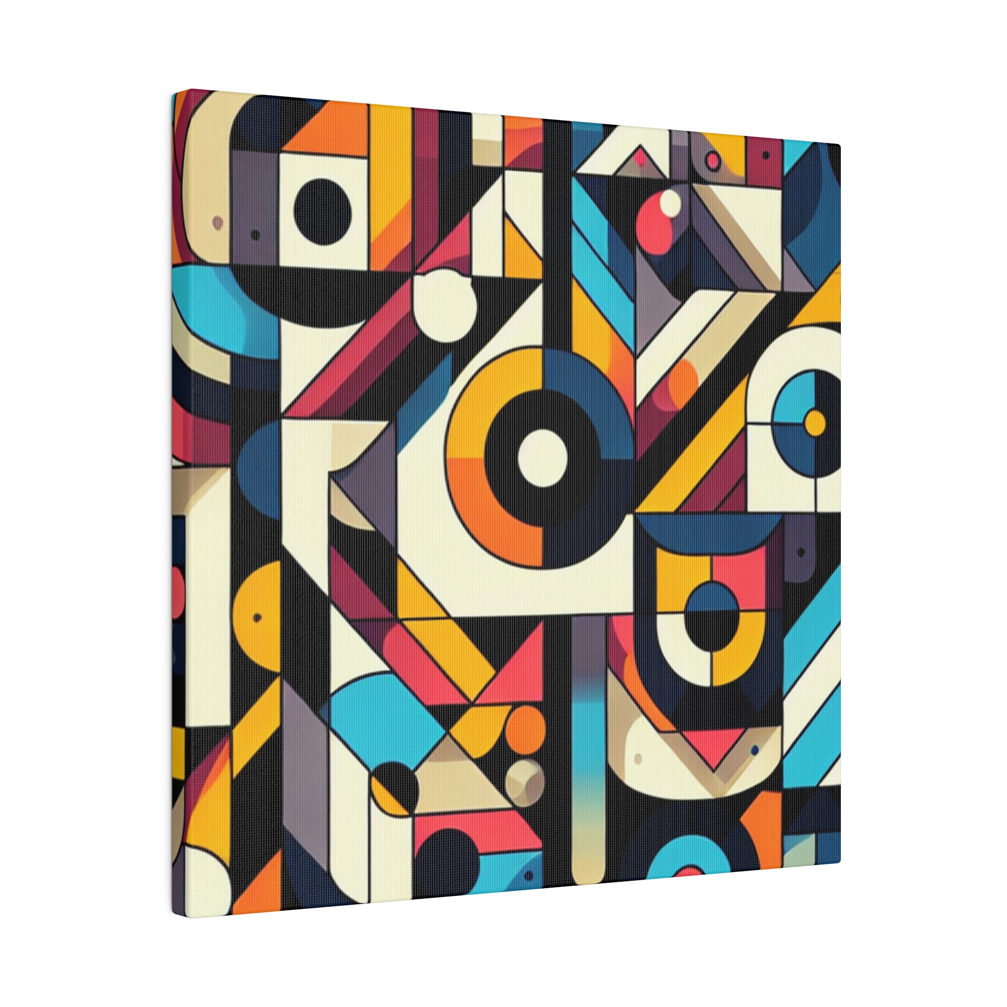 Geometric Symphony in Maximalist Hues Geometric Painting Canvas