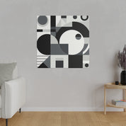 Geometric Black and White Abstract Artwork Canvas