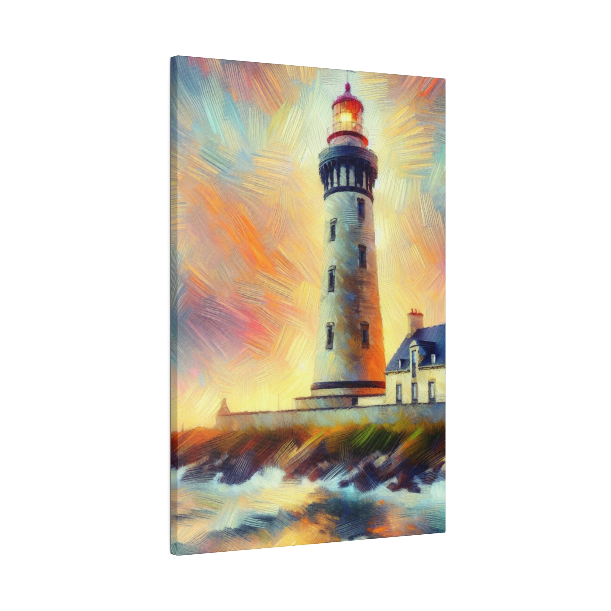 Luminous Beacon Coastal Wall Art Lighthouse Painting Canvas