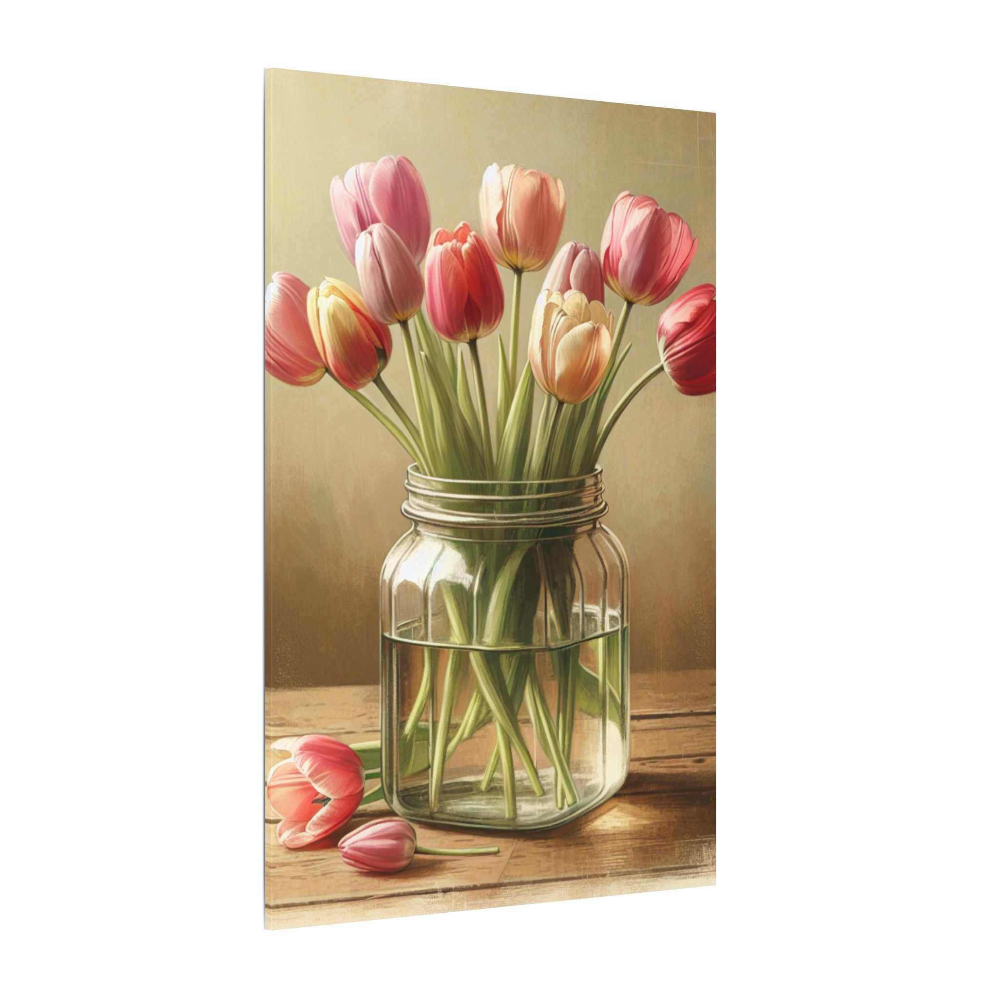 Rustic Tulips In Jar Farmhouse Canvas