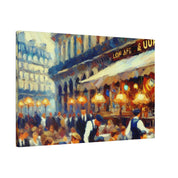 Bustling French Street Cafe Artwork Canvas