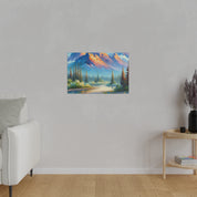 Majestic Peaks River Mountain Landscape Painting Canvas