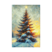 Glowing Christmas Tree at Night Canvas