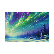 Nocturnal Hues Northern Lights Skycape Painting Canvas