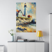 Misty Beacon Coastal Wall Art Lighthouse Painting Canvas