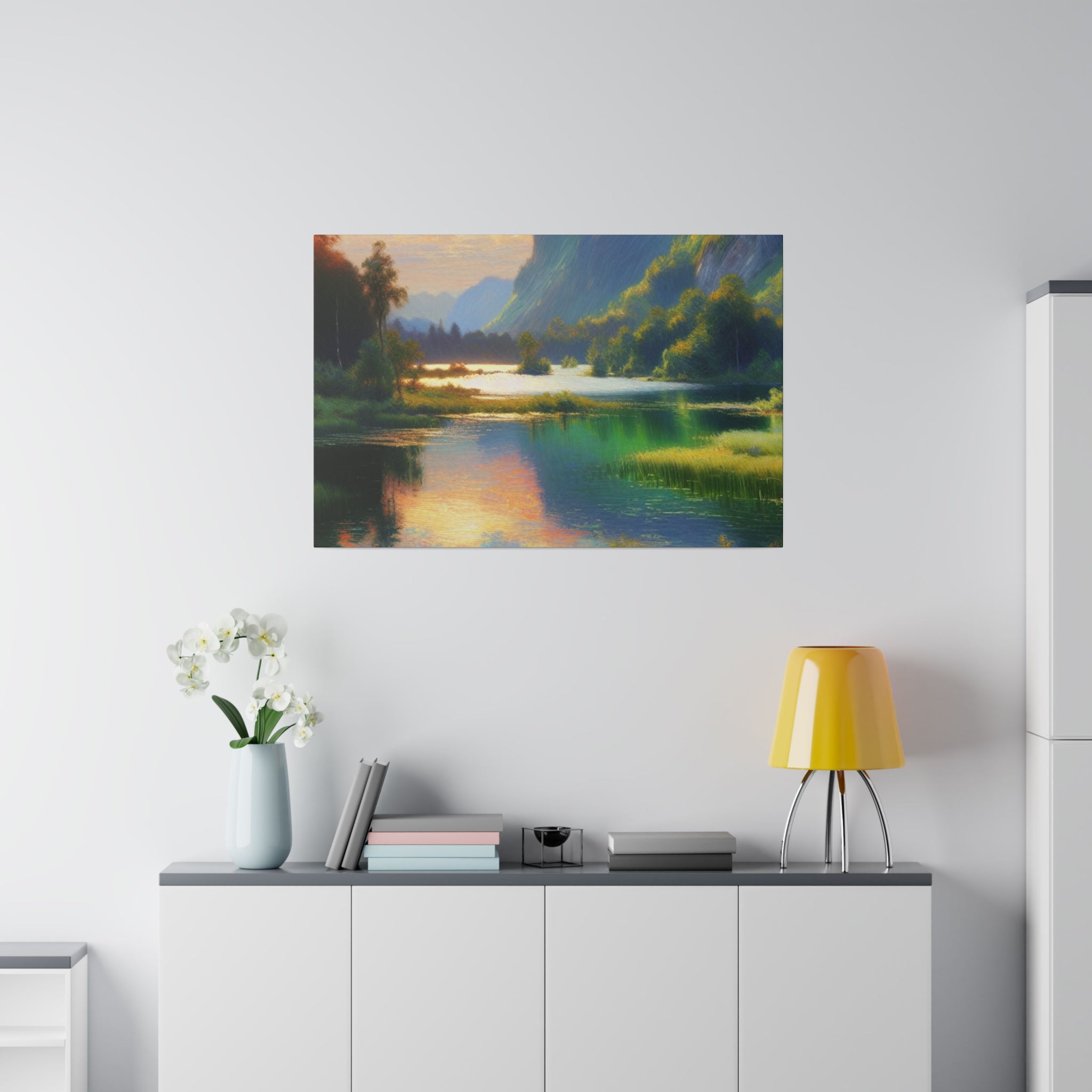 Serene & Silent Lake Reverie Lake Painting Canvas