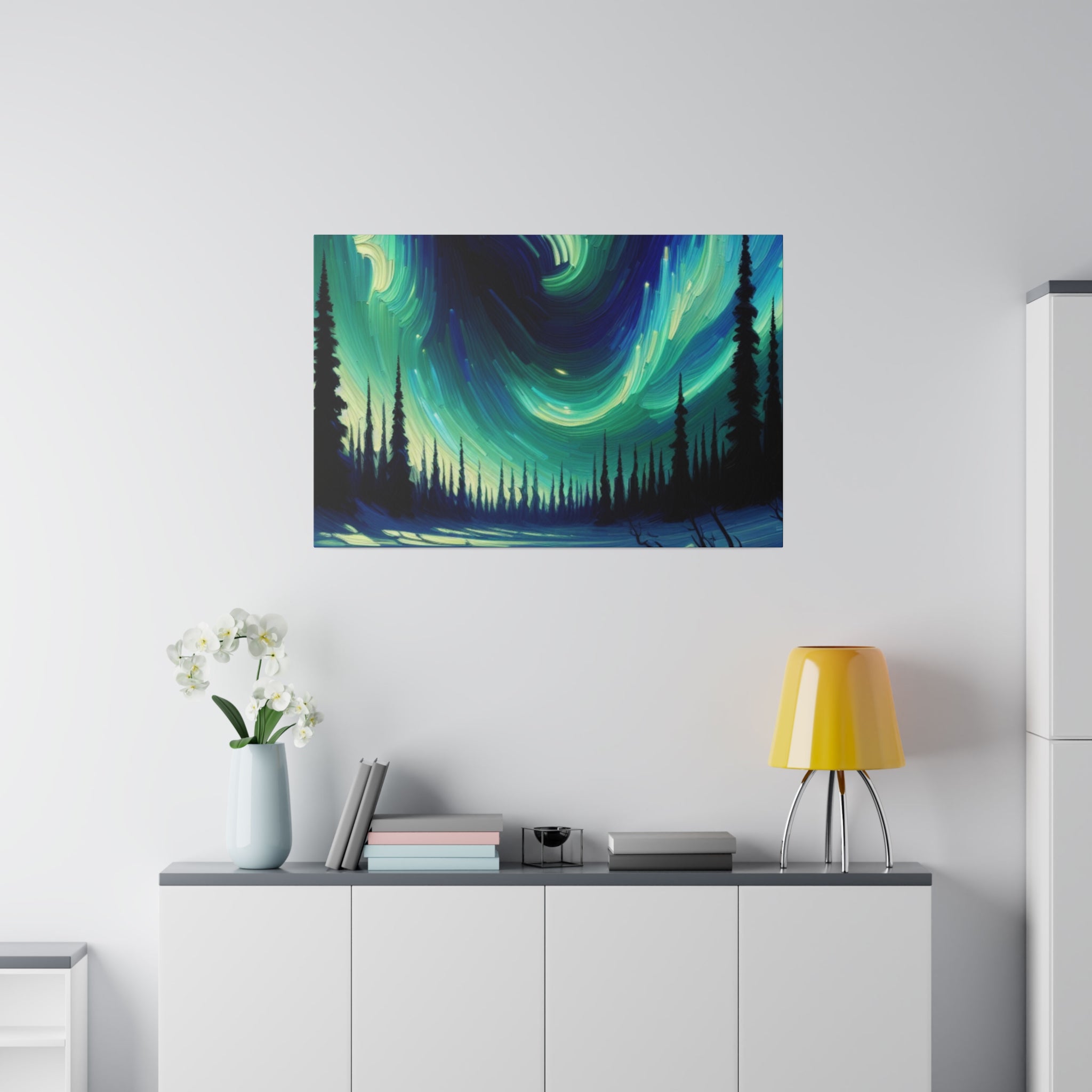 Aurora Winter Whisper Northern Lights Painting Canvas