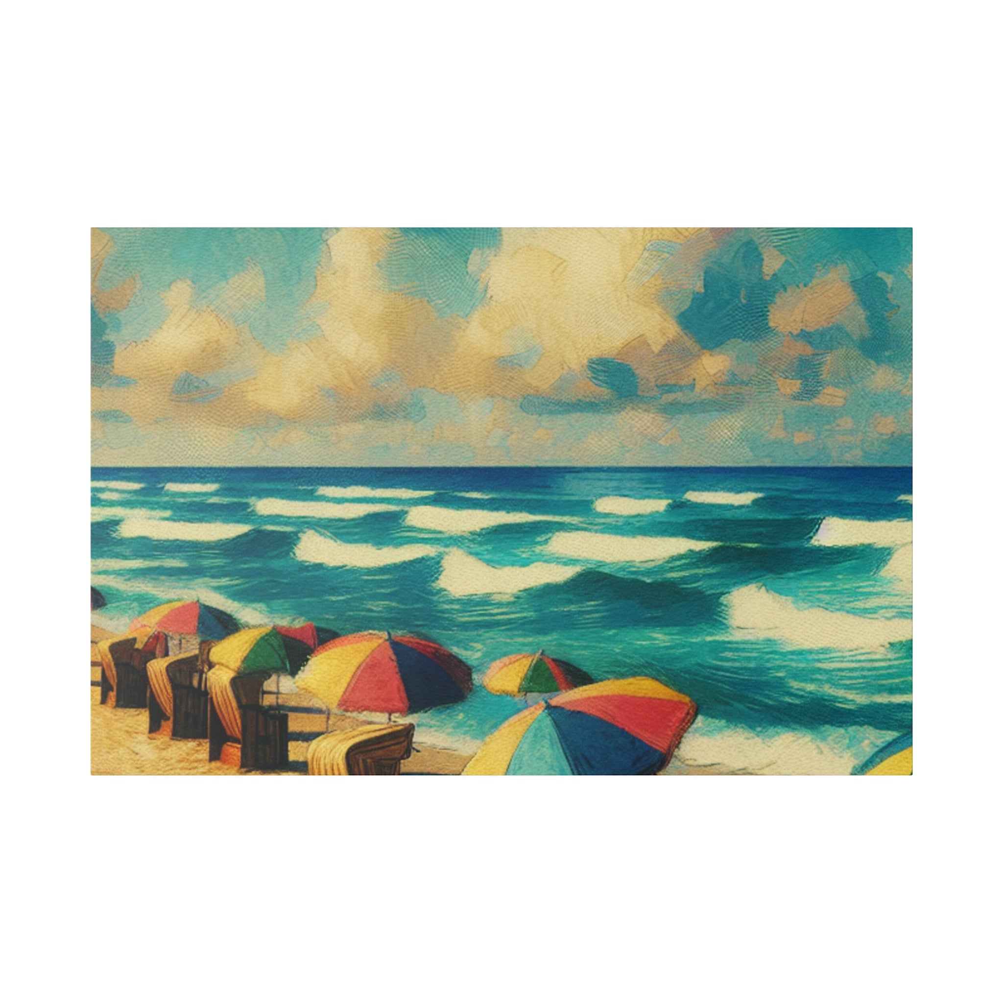 Nostalgic Shores Coastal Decor Beach Painting Canvas