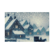 Snowy Village Snowscape Expressionist Artwork Winter Painting Canvas