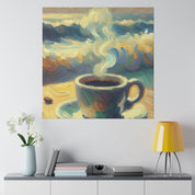 Ocean Waves Sunrise Coffee Painting Canvas