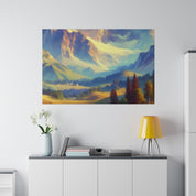 Impressionist Echoes of Majestic Peaks Mountain Landscape Painting Canvas