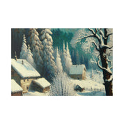 Frost-Kissed A Vintage Snowscape Impression Winter Painting Canvas