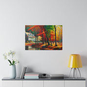 New England Home Cascade Fall Painting Canvas