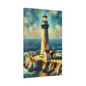 Maritime Mirage Coastal Wall Art Lighthouse Painting Canvas