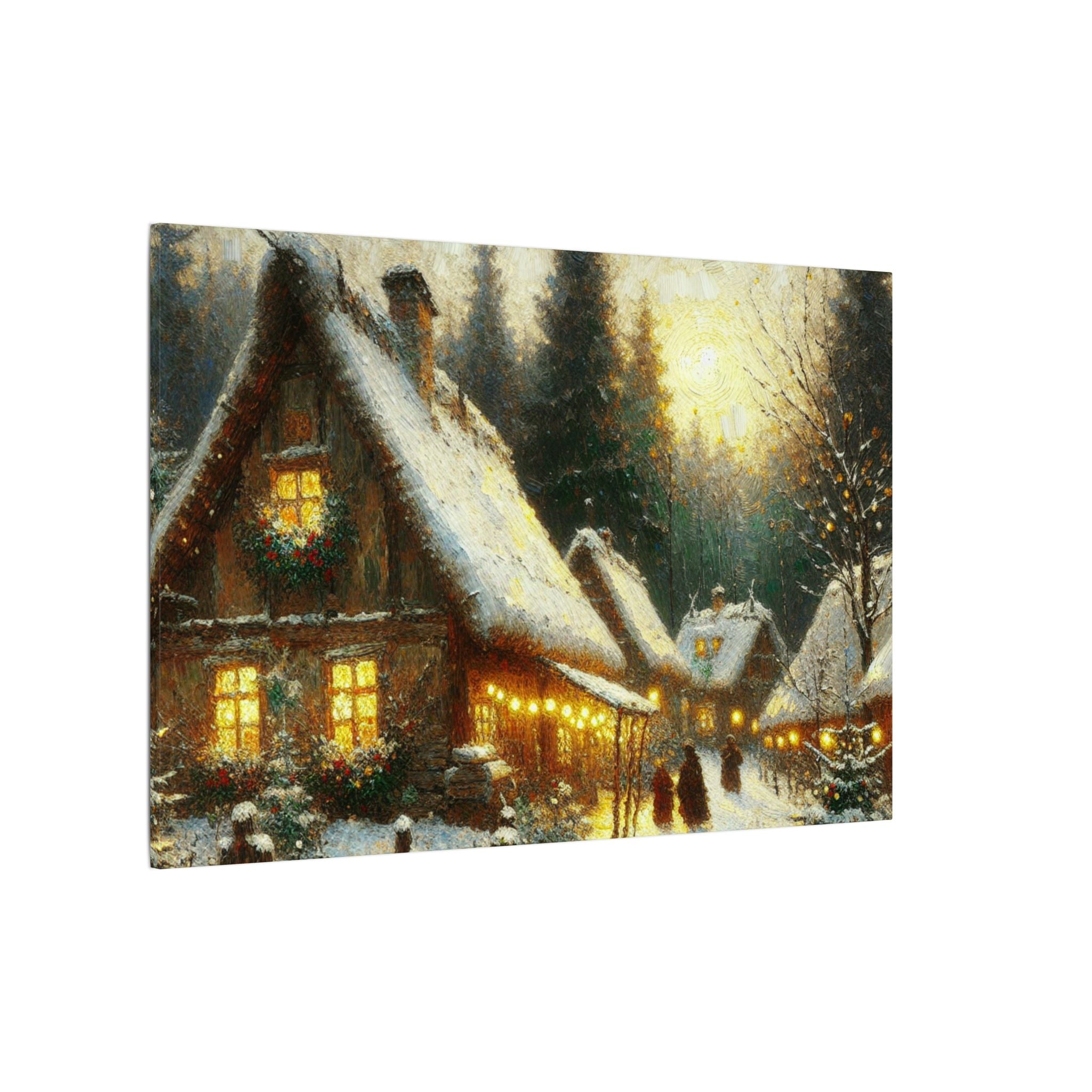 Snowy Christmas Village Canvas