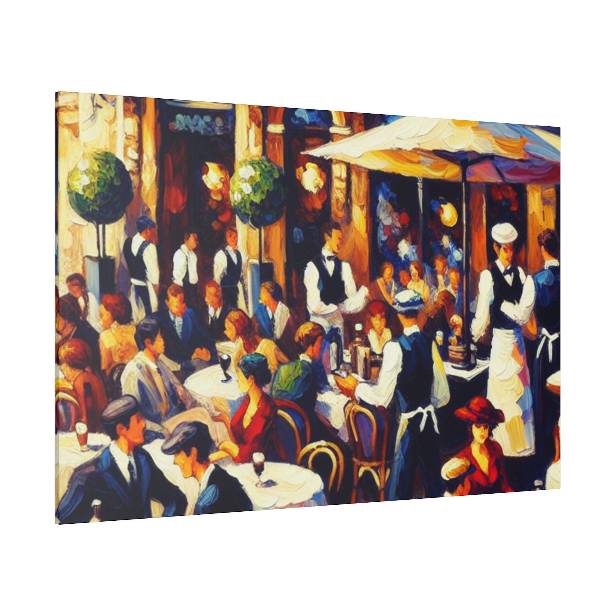 Cafe Artwork | Bustling European Cafe Scene | Coffee Shop Wall Art Canvas