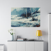 Expressionist Vintage Snowscape Winter Painting Canvas