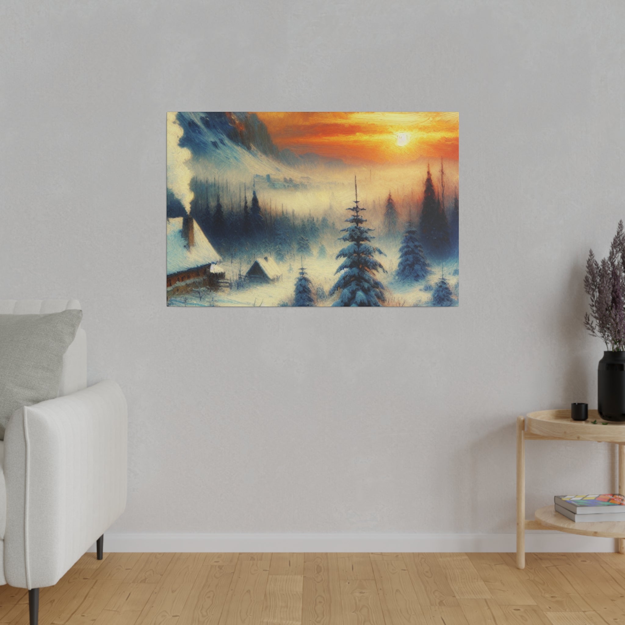 Winter's Sunset Veil Snowscape Winter Painting Canvas