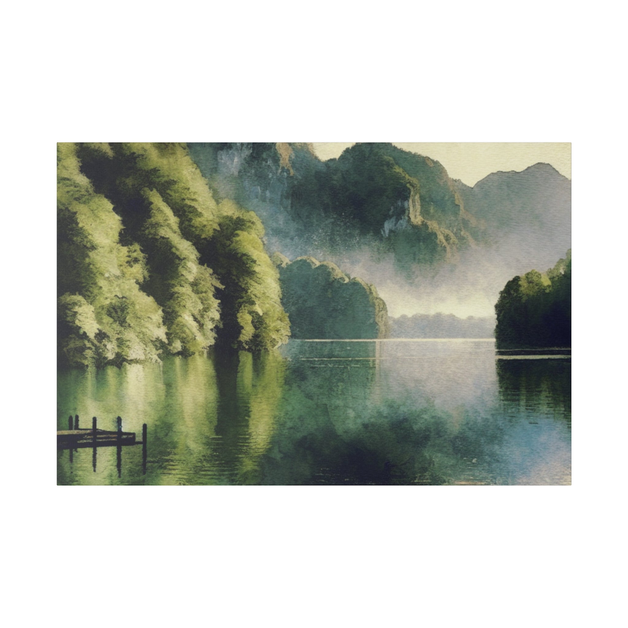 Serene Solitude Lake Whispers Lake Painting Canvas