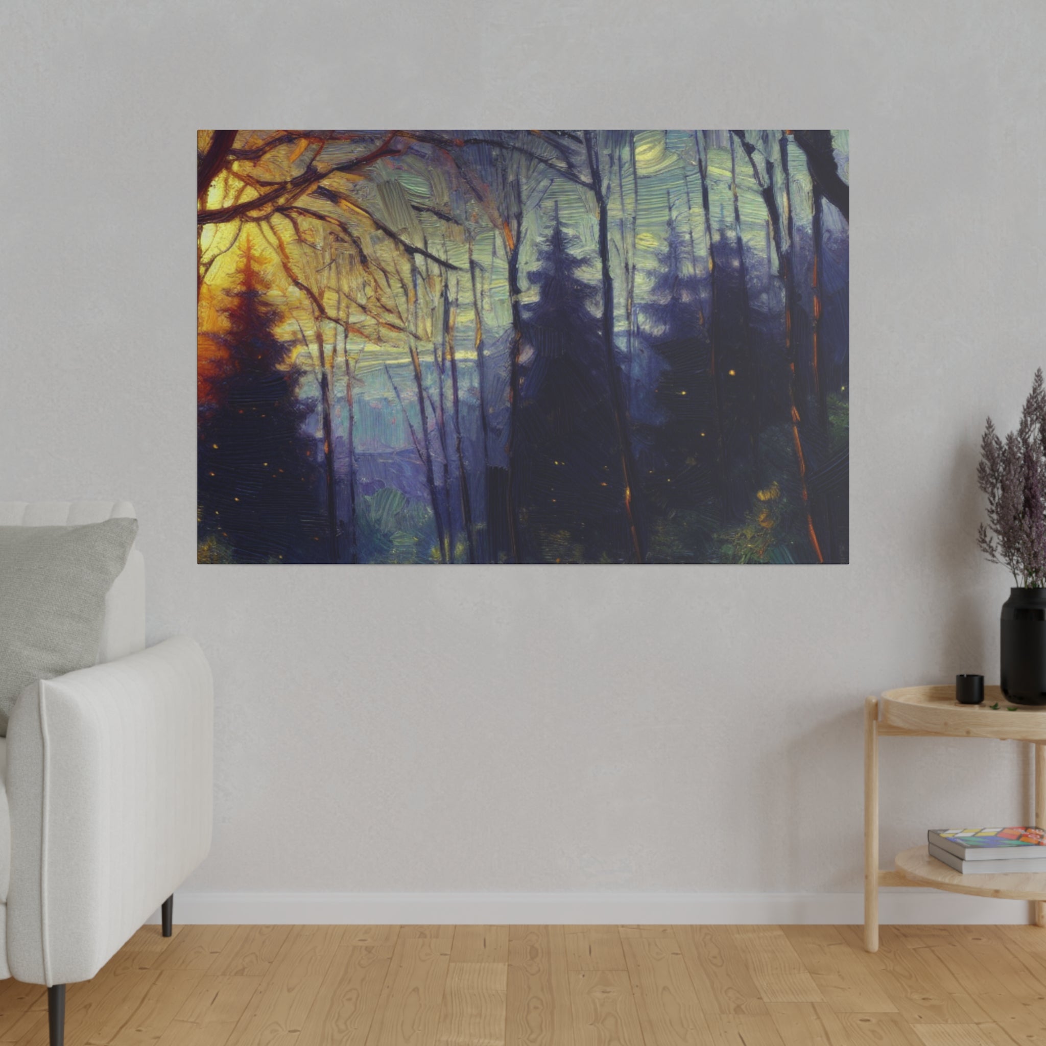 Dropping Sun On The Forest Painting Canvas