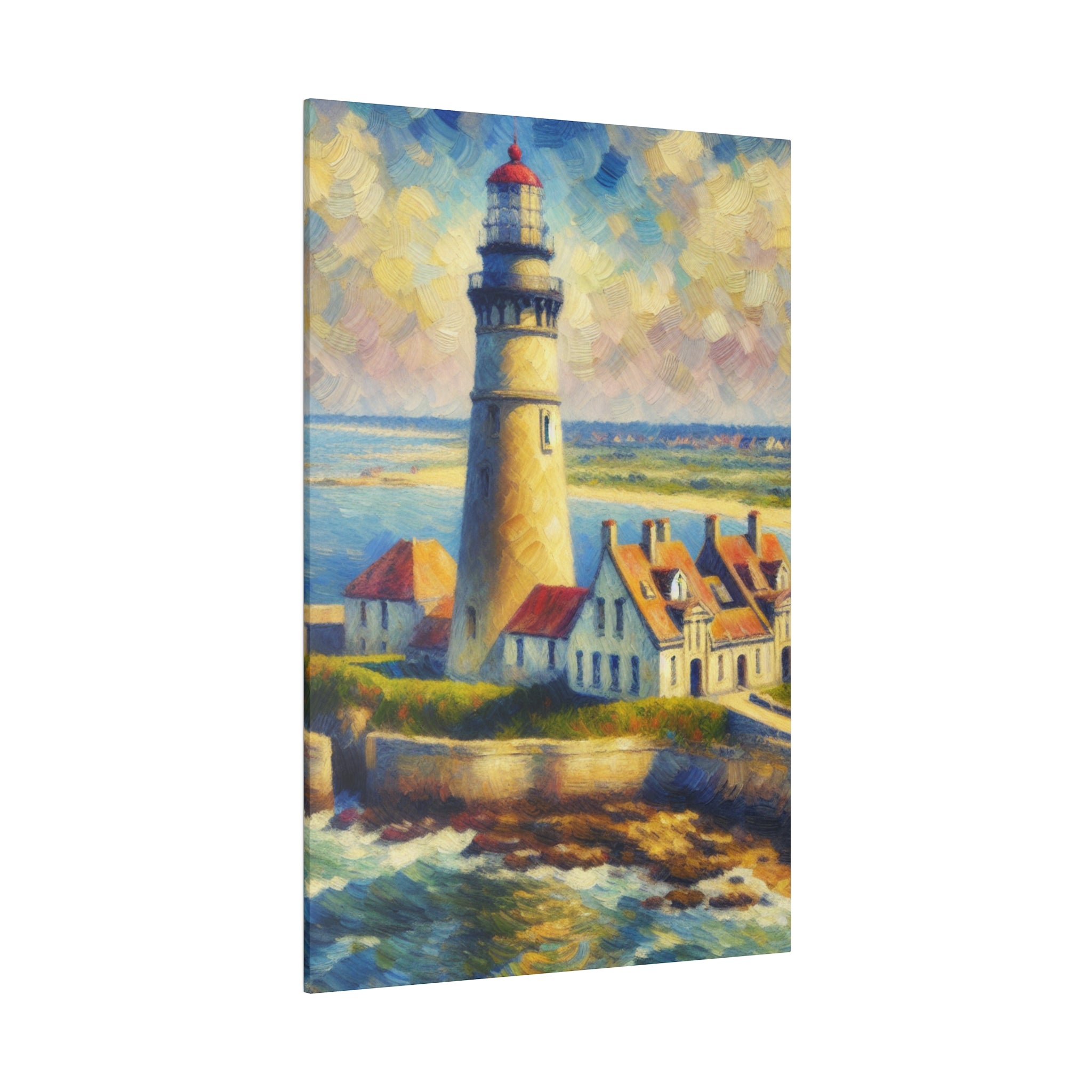 Luminous Beacon Coastal Wall Art Lighthouse Painting Canvas