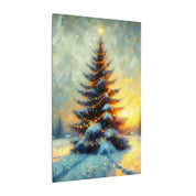 Glowing Christmas Tree at Night Canvas