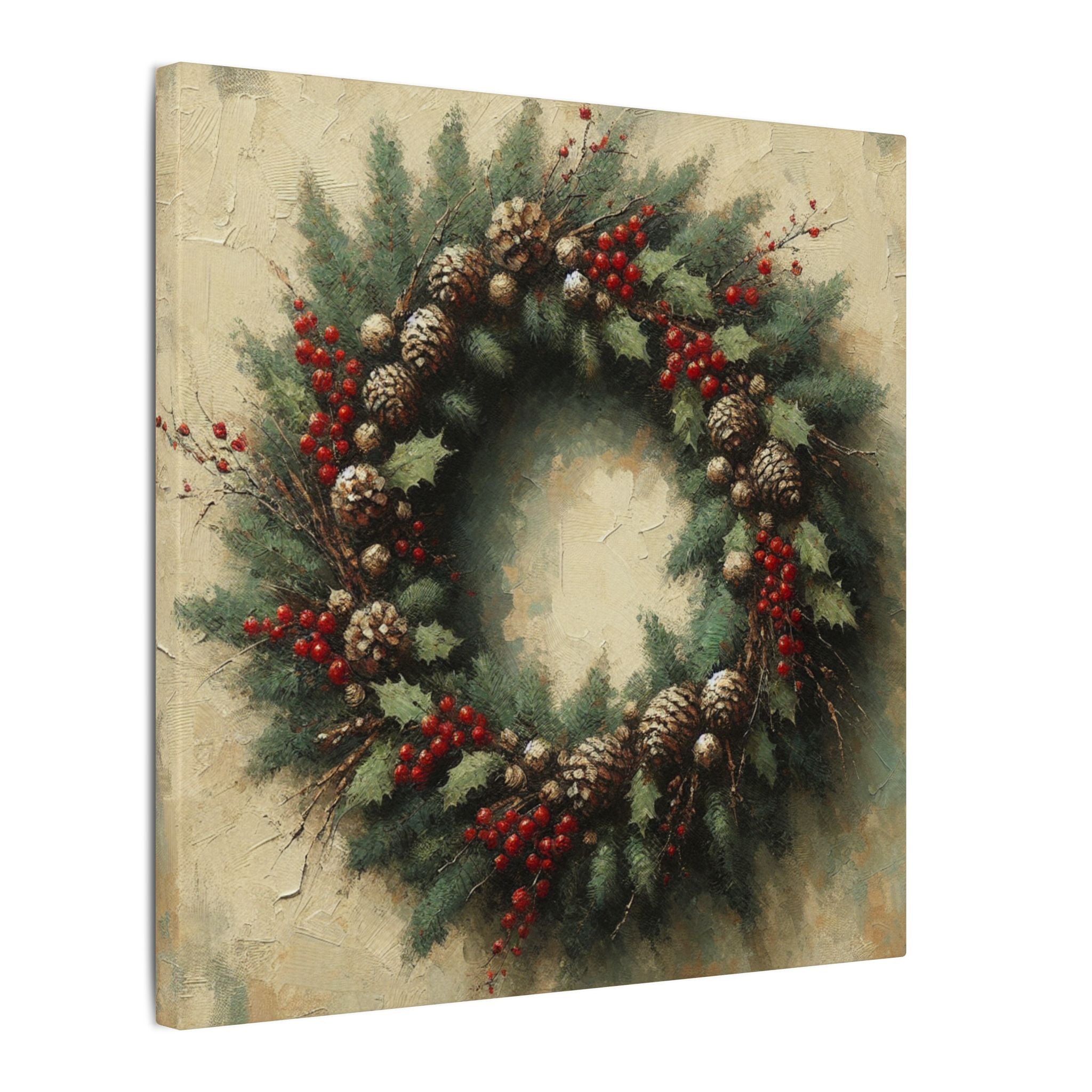 Rustic Christmas Wreath Canvas
