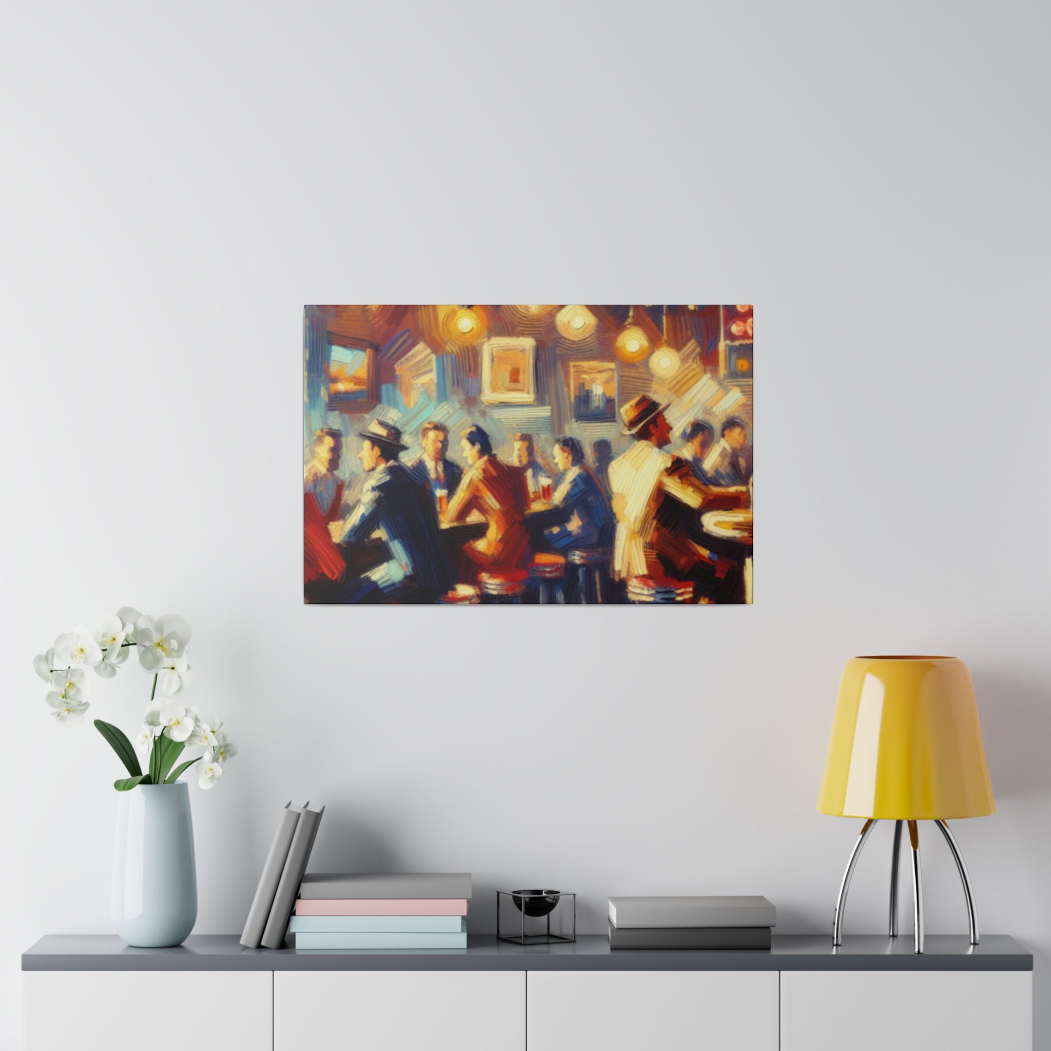 1950s Classic American Pub Scene Retro Bar Art Canvas