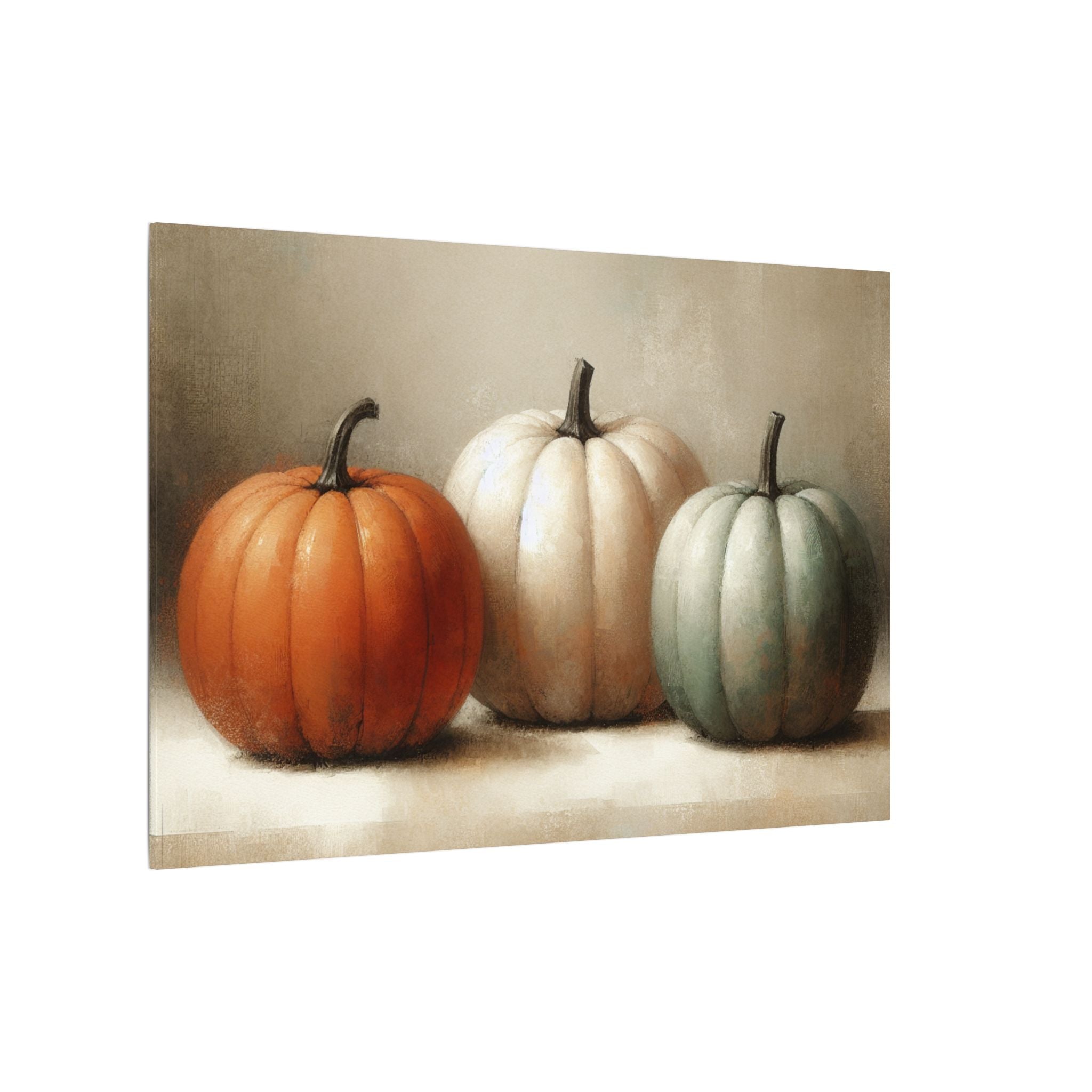 Three Pumpkins Rustic Still Life Canvas