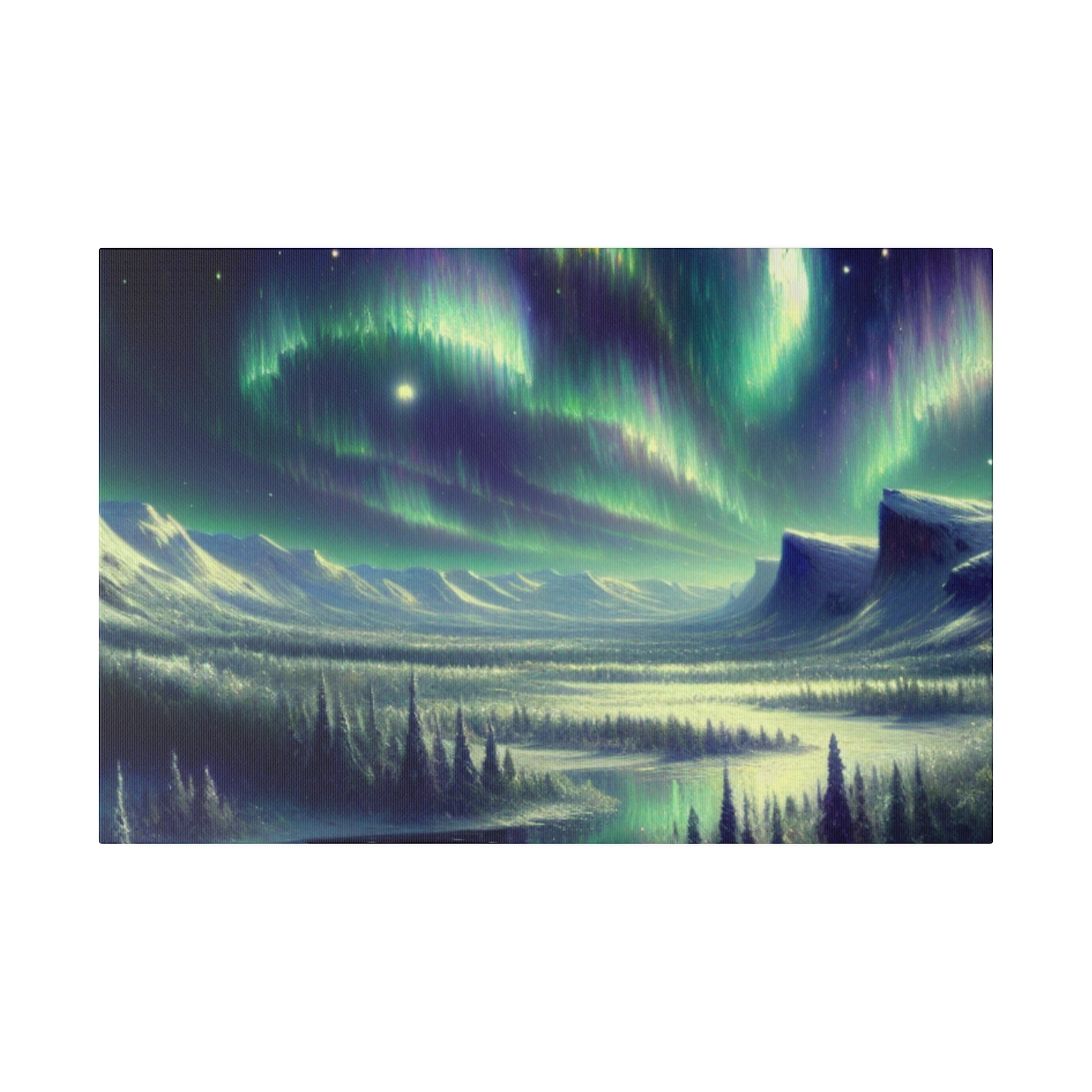 Winter Snowy Dream Northern Lights Painting Canvas