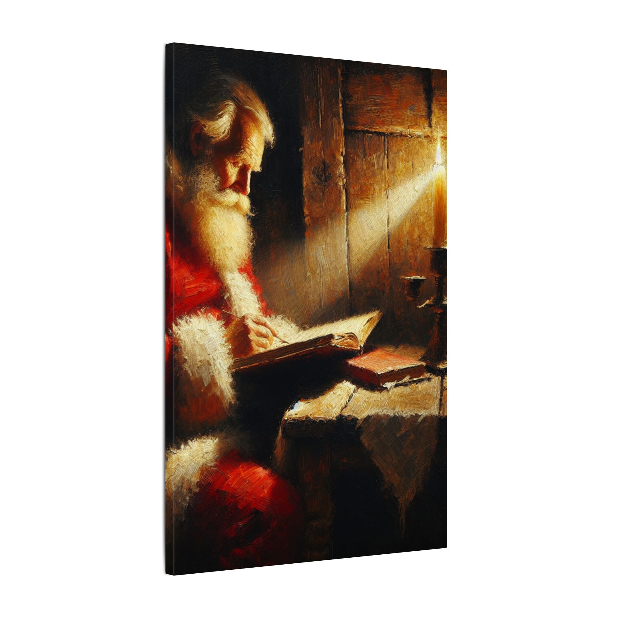 Santa Reading by Candlelight Canvas