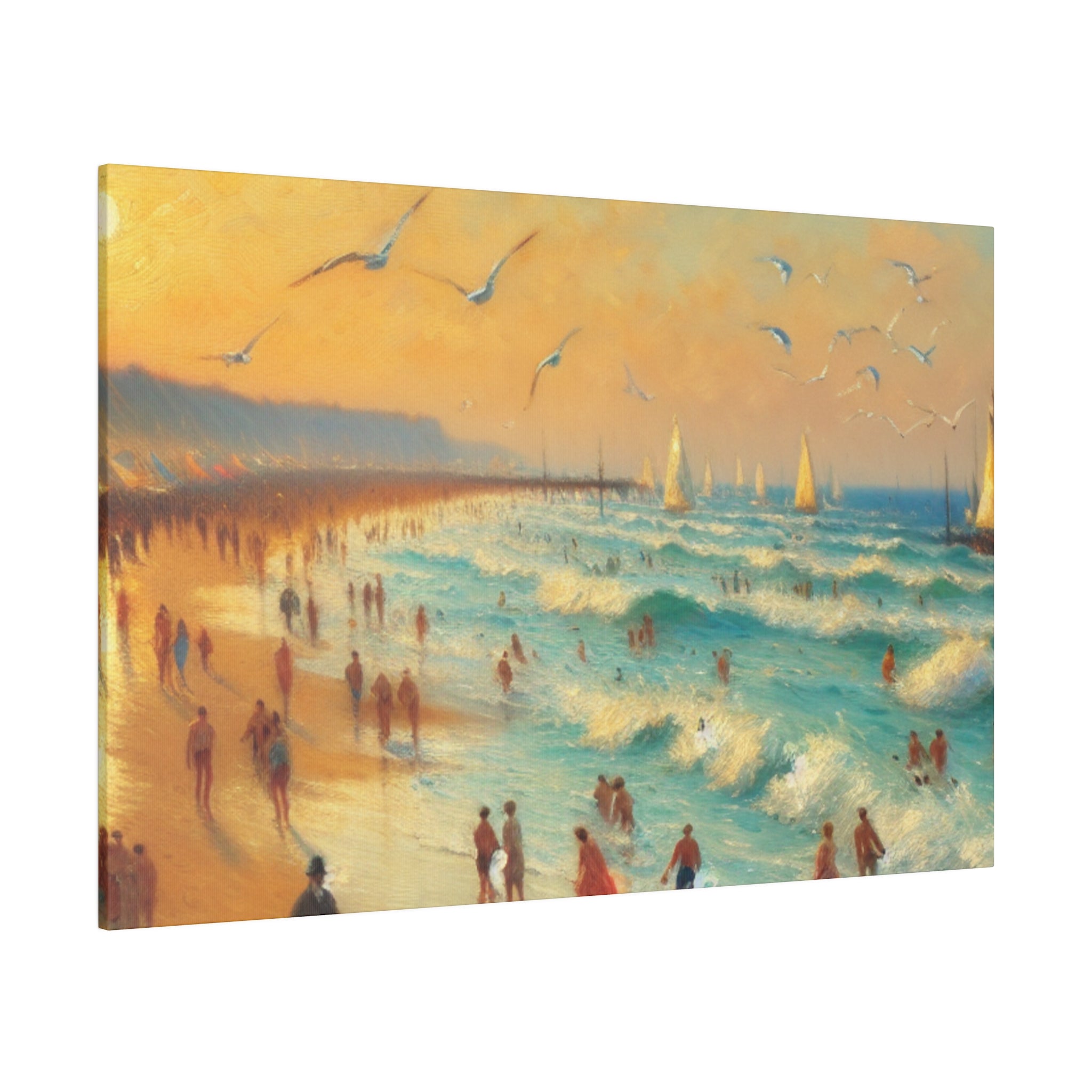 Sunset Serenity Vintage Impressionist Beach Painting Canvas