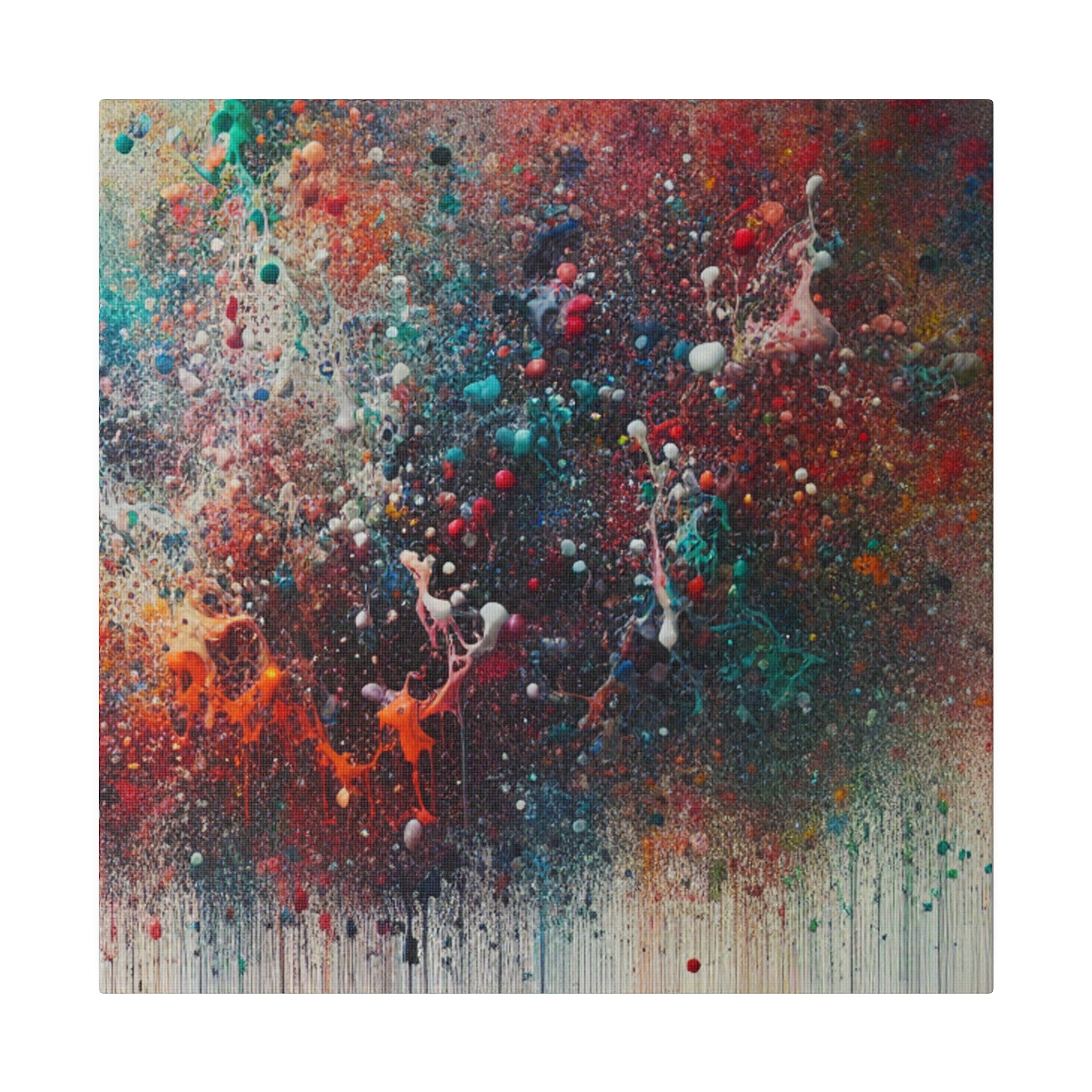 Spectrum Splatter Vibrant Red Blue Yellow Abstract Painting Canvas