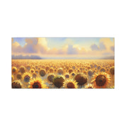 Golden Sunflower Field On Canvas