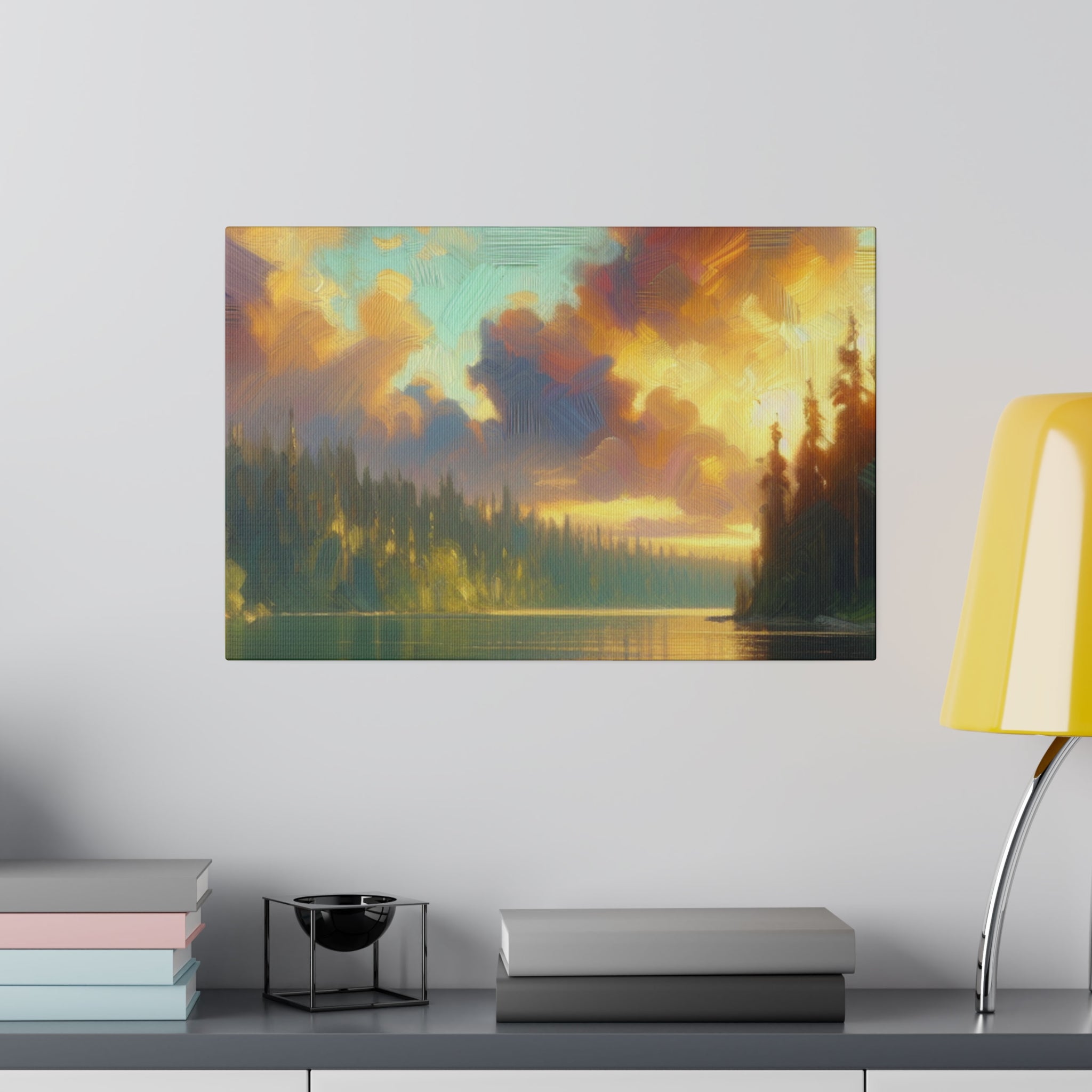 Serene Lakeside Whisper Lake Painting Canvas