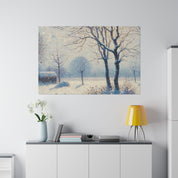 Snowscape Painting | Snowy Field Landscape | Winter Scene Wall Art Canvas