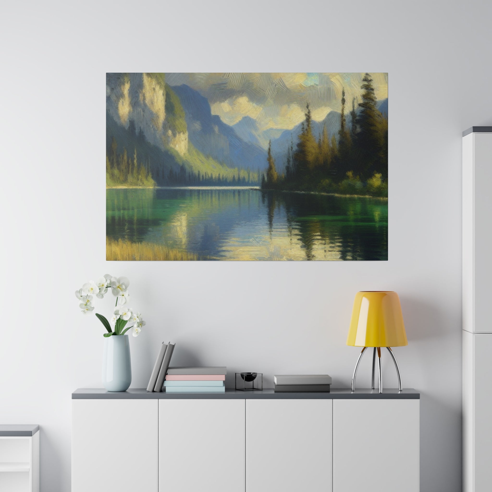 Azure Waterscape Harmony Lake Painting Canvas