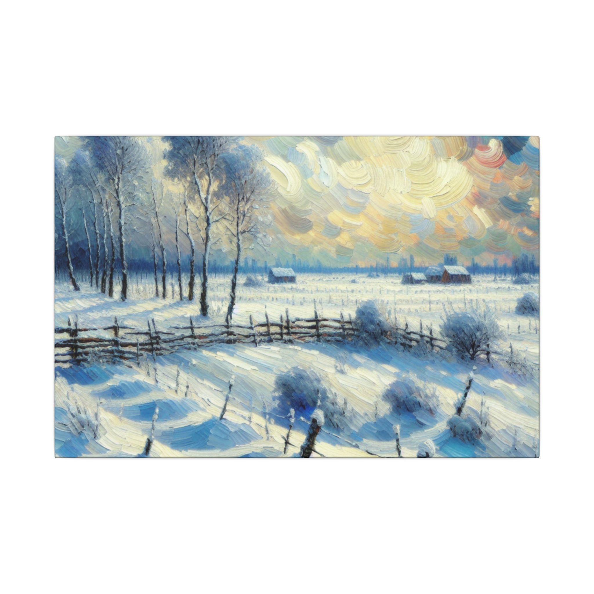 Snowbound Farmland Canvas