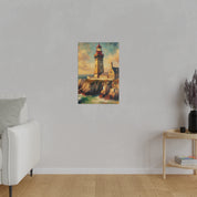 Harbor Illumination Rustic Coastal Wall Art Lighthouse Painting Canvas