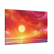 Aurora's Scarlet Veil Sunset Painting Canvas