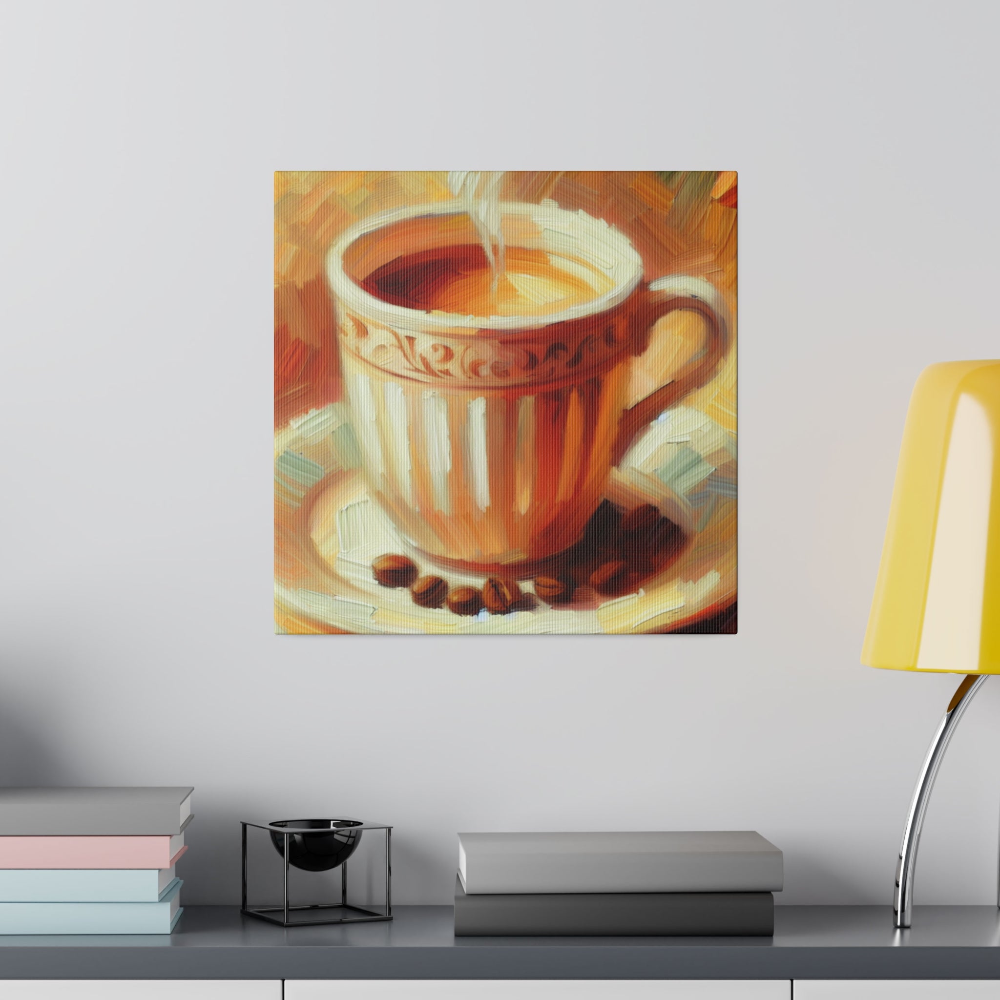 Impressionist Morning Brew Coffee Art Painting Coffee Painting Canvas