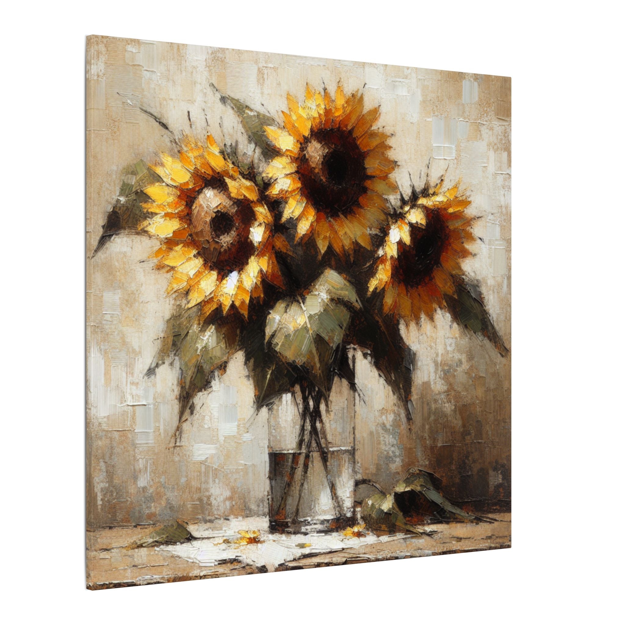 Sunflowers in Glass Vase Canvas