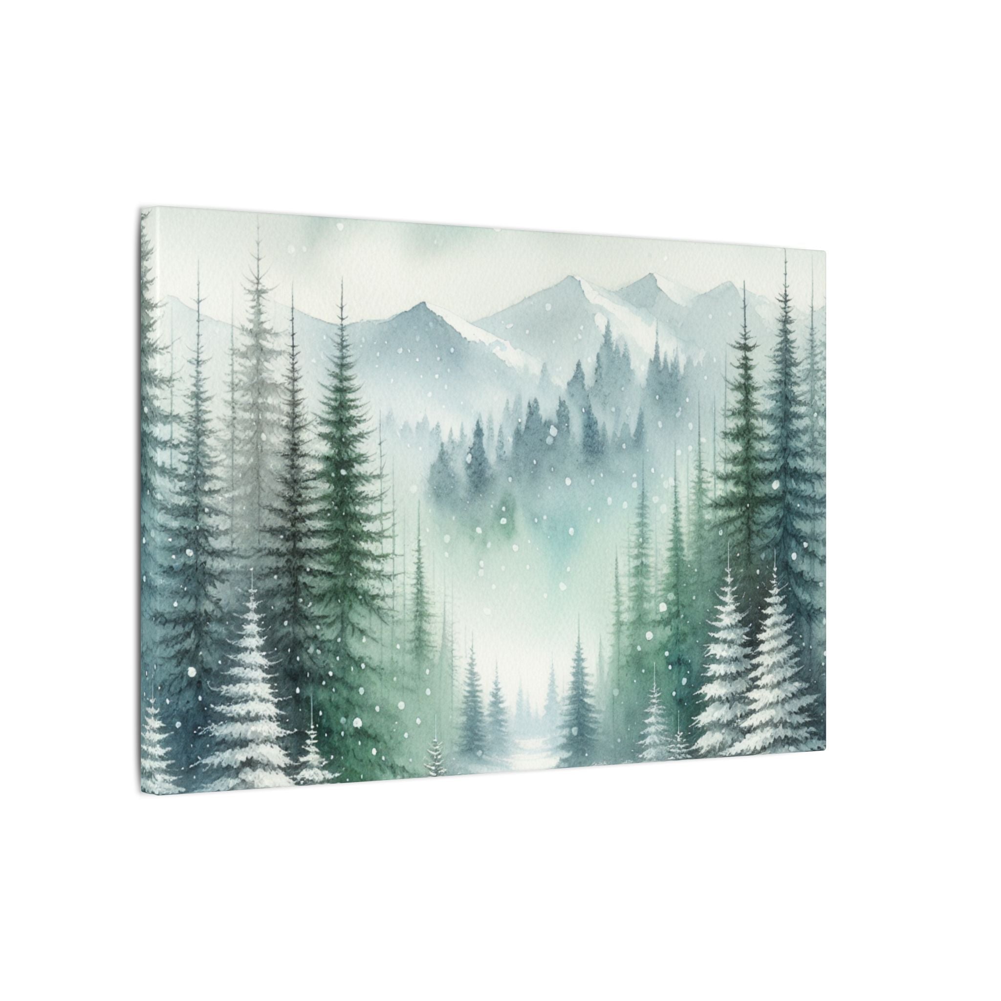 Winter Pines and Mountain Valley Canvas