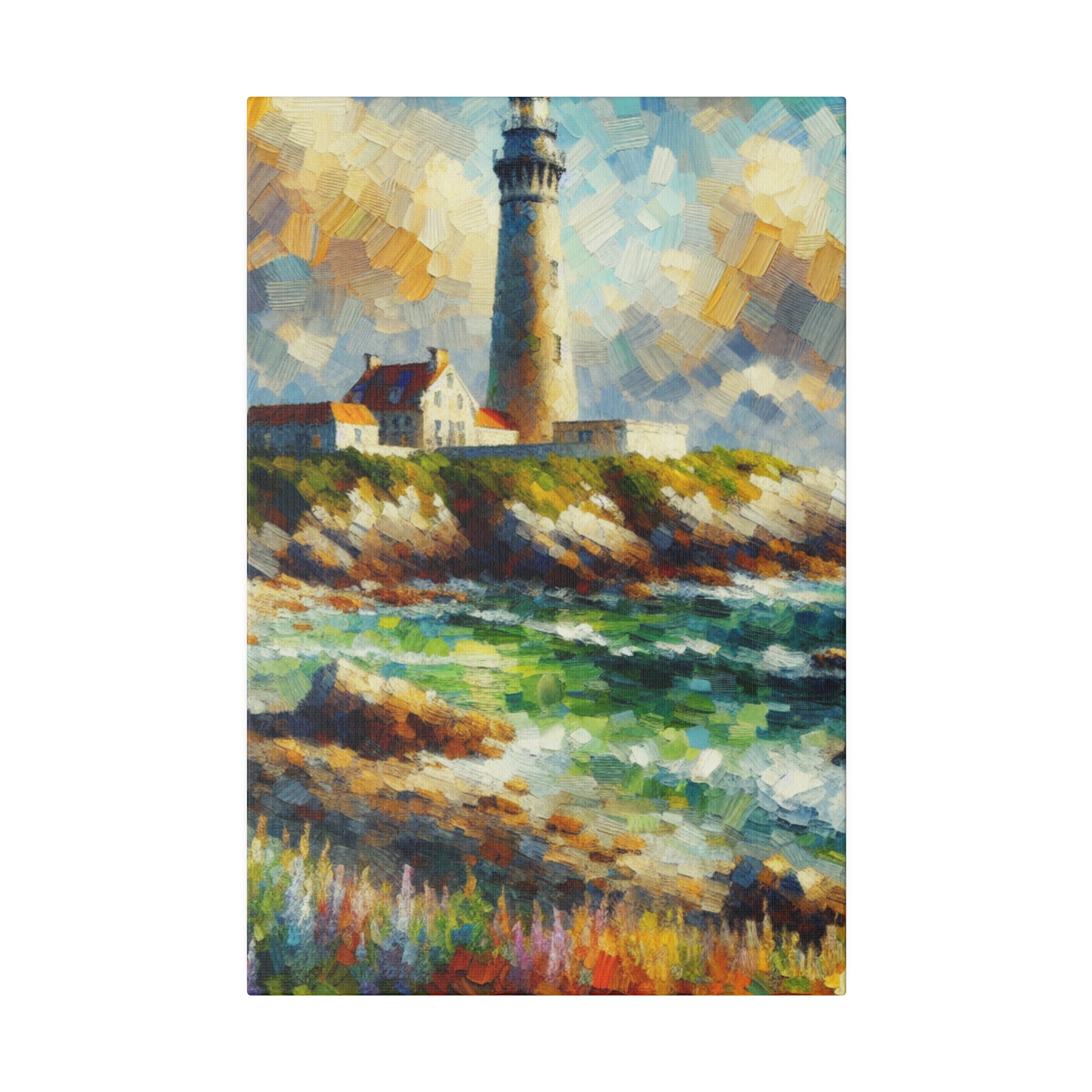 Beacon Brushstrokes Coastal Wall Art Lighthouse Painting Canvas